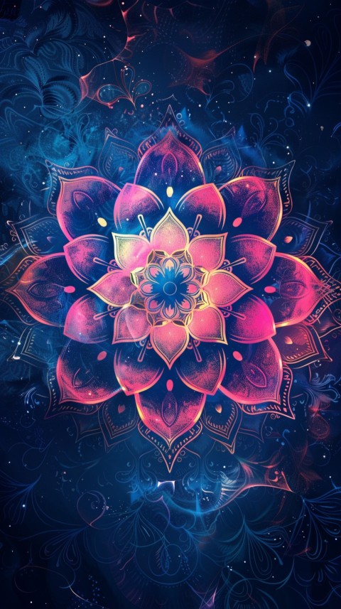 Mandala Style Aesthetic Art Colorful Flower Design Pattern (245)