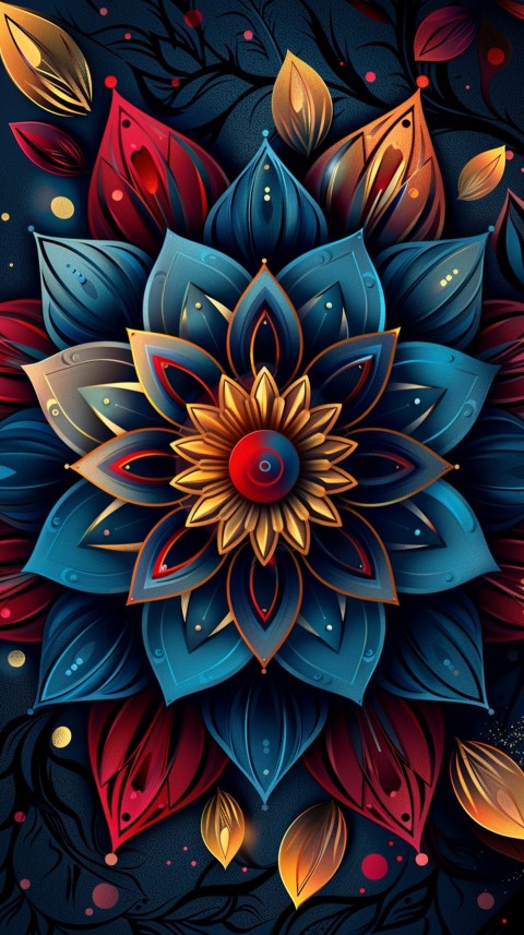 Mandala Style Aesthetic Art Colorful Flower Design Pattern (250)