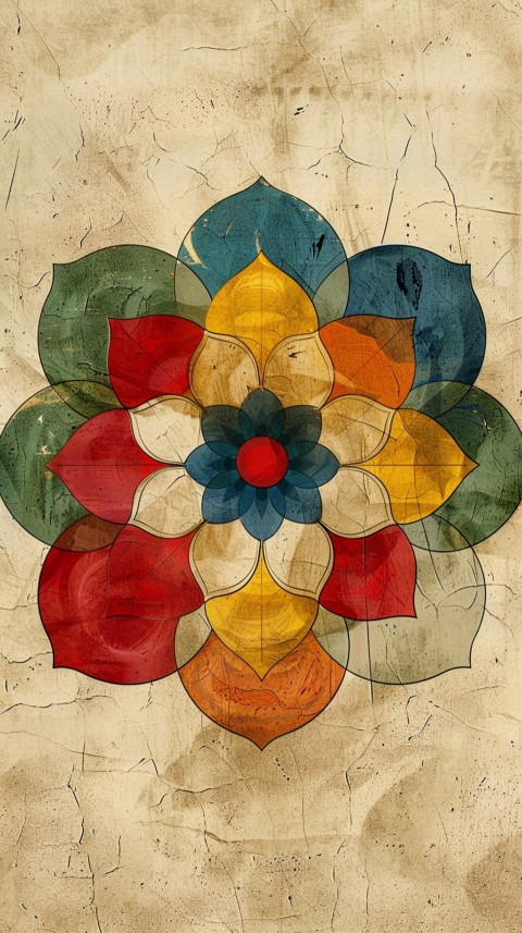 Mandala Style Aesthetic Art Colorful Flower Design Pattern (230)