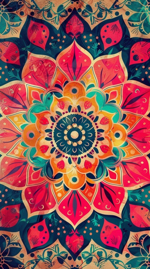 Mandala Style Aesthetic Art Colorful Flower Design Pattern (232)