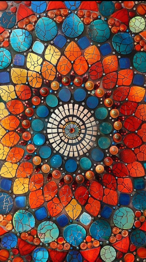 Mandala Style Aesthetic Art Colorful Flower Design Pattern (238)