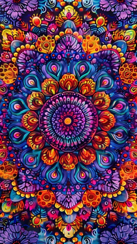 Mandala Style Aesthetic Art Colorful Flower Design Pattern (222)