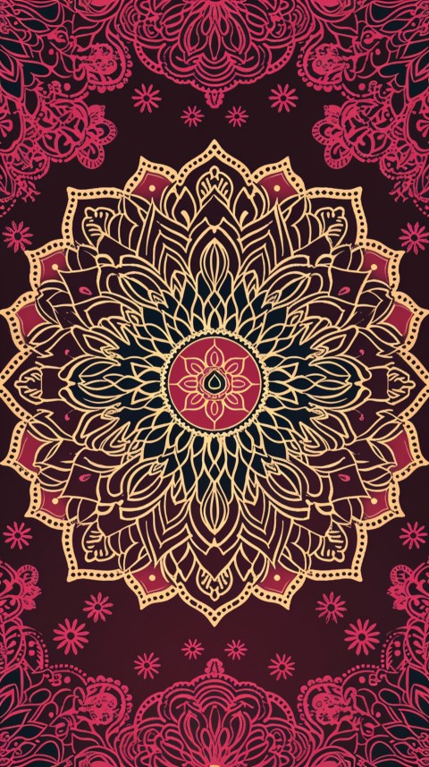 Mandala Style Aesthetic Art Colorful Flower Design Pattern (223)