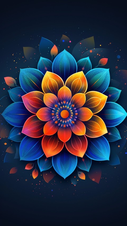 Mandala Style Aesthetic Art Colorful Flower Design Pattern (252)