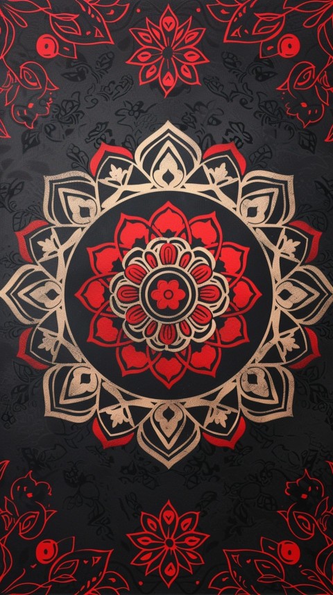 Mandala Style Aesthetic Art Colorful Flower Design Pattern (266)