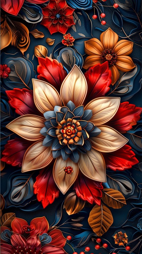 Mandala Style Aesthetic Art Colorful Flower Design Pattern (261)