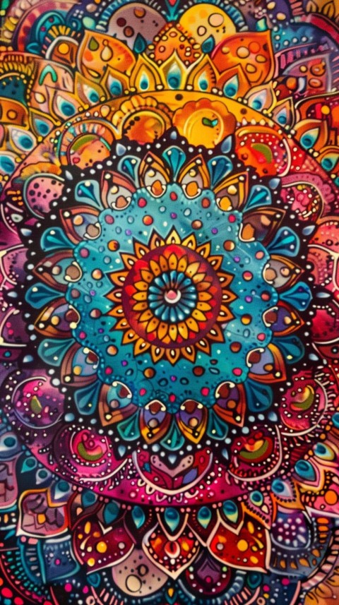 Mandala Style Aesthetic Art Colorful Flower Design Pattern (269)