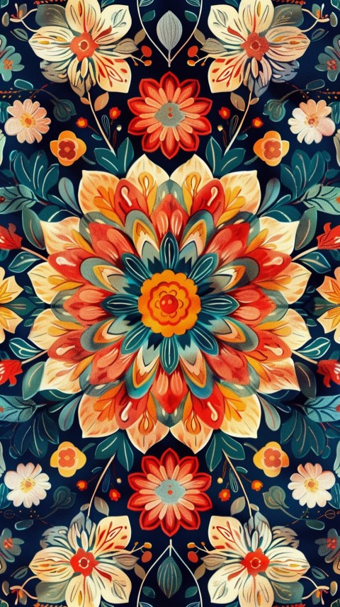 Mandala Style Aesthetic Art Colorful Flower Design Pattern (259)
