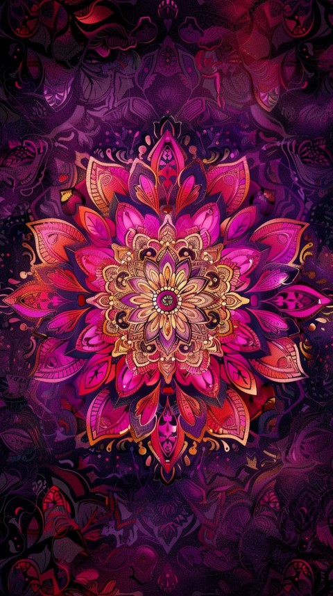 Mandala Style Aesthetic Art Colorful Flower Design Pattern (265)