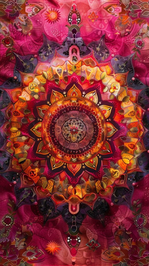 Mandala Style Aesthetic Art Colorful Flower Design Pattern (278)