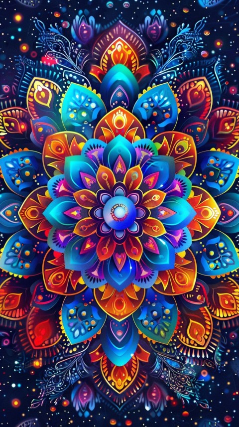 Mandala Style Aesthetic Art Colorful Flower Design Pattern (260)