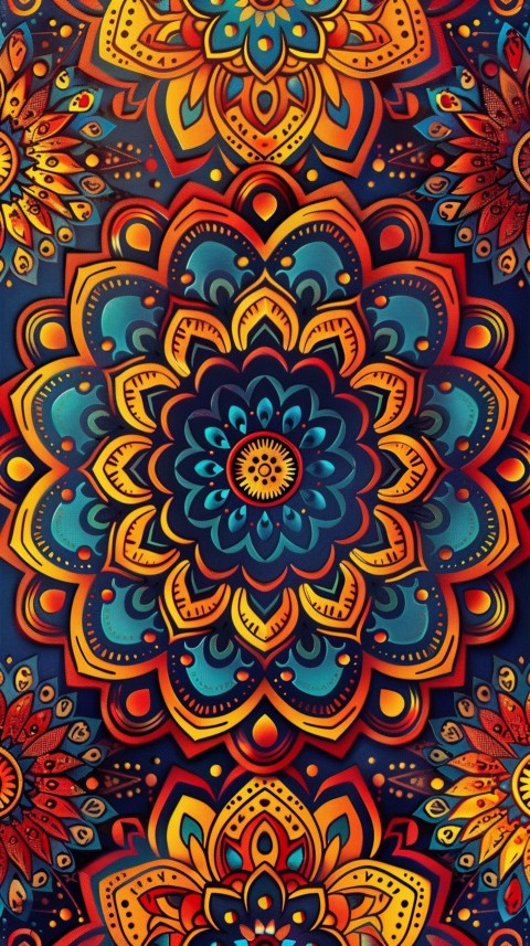 Mandala Style Aesthetic Art Colorful Flower Design Pattern (263)