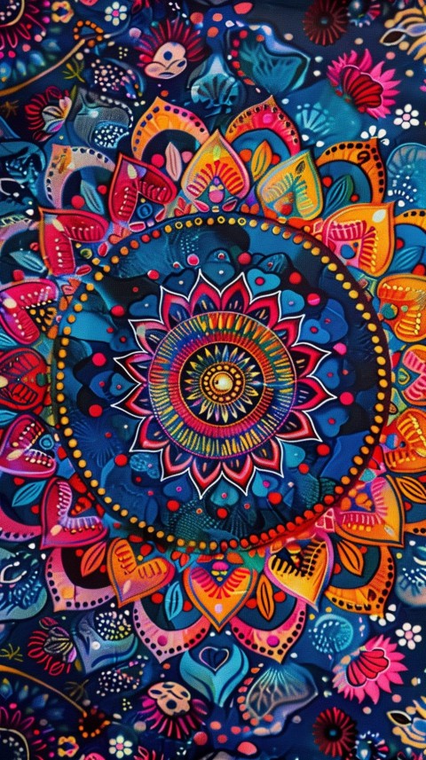 Mandala Style Aesthetic Art Colorful Flower Design Pattern (272)