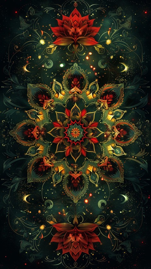 Mandala Style Aesthetic Art Colorful Flower Design Pattern (300)