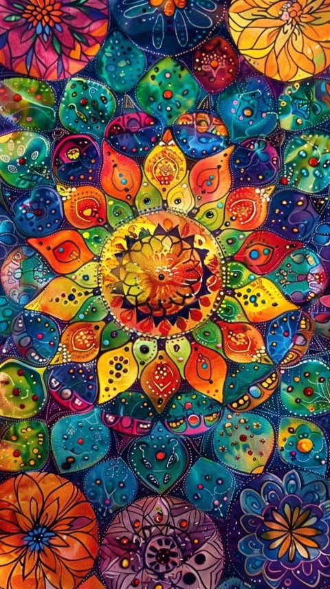 Mandala Style Aesthetic Art Colorful Flower Design Pattern (288)