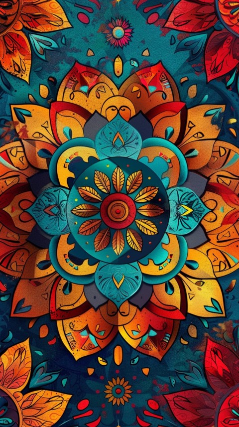 Mandala Style Aesthetic Art Colorful Flower Design Pattern (282)
