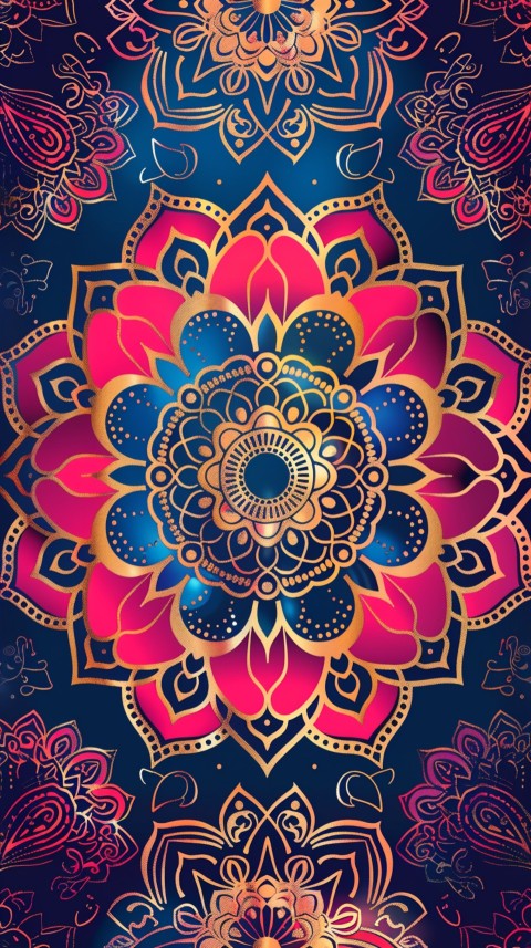 Mandala Style Aesthetic Art Colorful Flower Design Pattern (286)