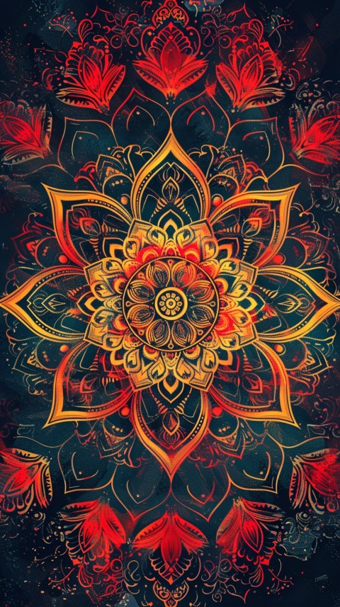 Mandala Style Aesthetic Art Colorful Flower Design Pattern (298)