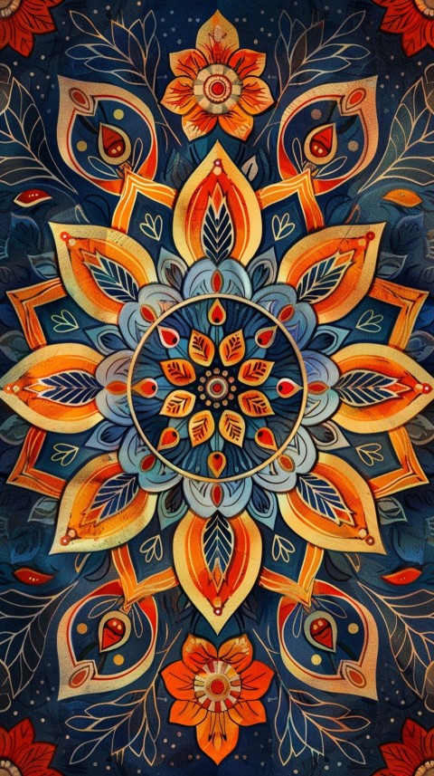 Mandala Style Aesthetic Art Colorful Flower Design Pattern (295)