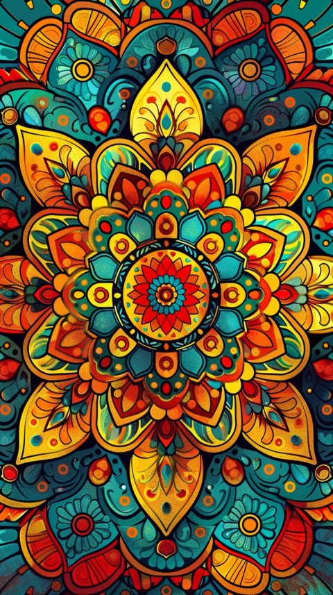 Mandala Style Aesthetic Art Colorful Flower Design Pattern (294)