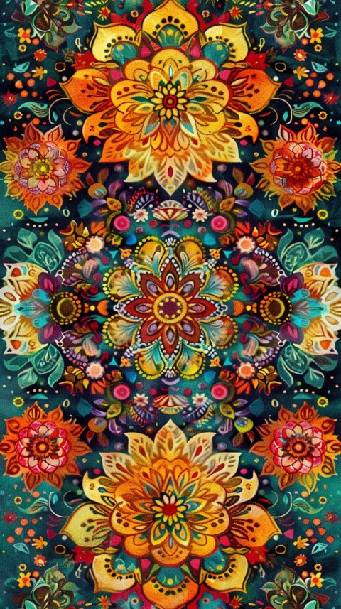 Mandala Style Aesthetic Art Colorful Flower Design Pattern (284)