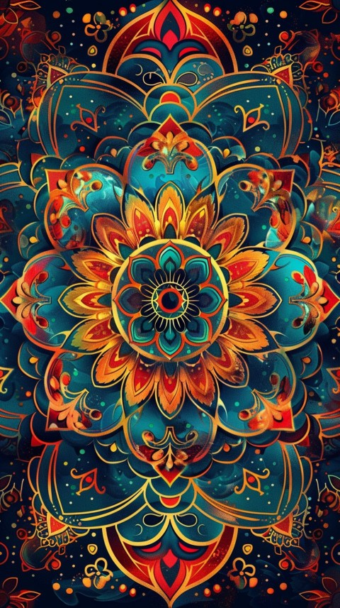 Mandala Style Aesthetic Art Colorful Flower Design Pattern (292)