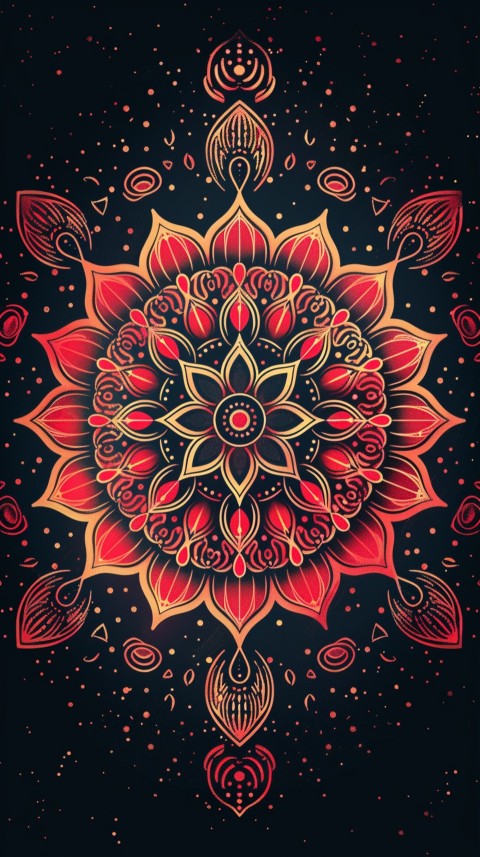 Mandala Style Aesthetic Art Colorful Flower Design Pattern (347)