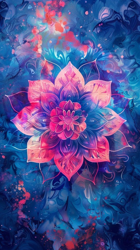 Mandala Style Aesthetic Art Colorful Flower Design Pattern (330)