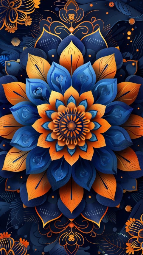 Mandala Style Aesthetic Art Colorful Flower Design Pattern (343)