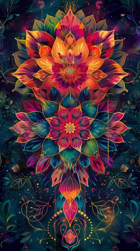 Mandala Style Aesthetic Art Colorful Flower Design Pattern (314)