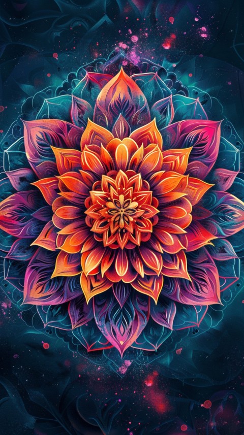 Mandala Style Aesthetic Art Colorful Flower Design Pattern (301)
