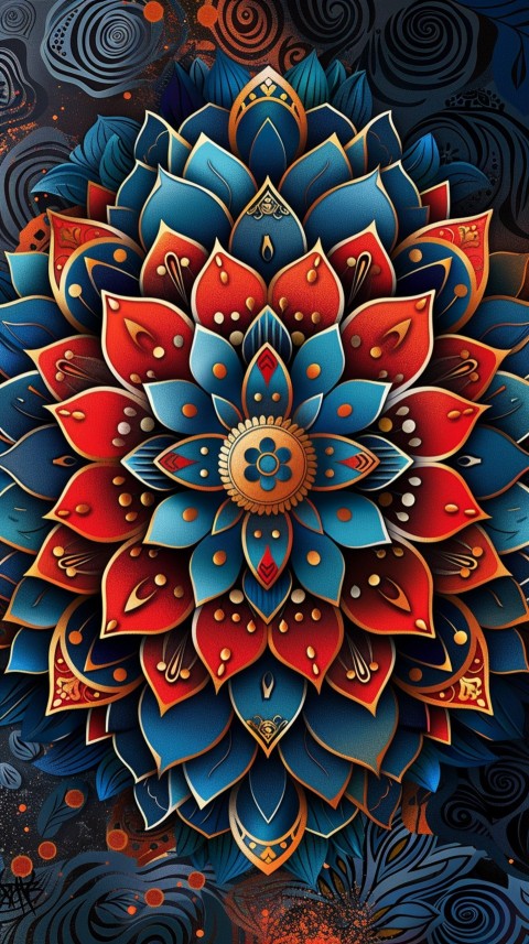 Mandala Style Aesthetic Art Colorful Flower Design Pattern (336)