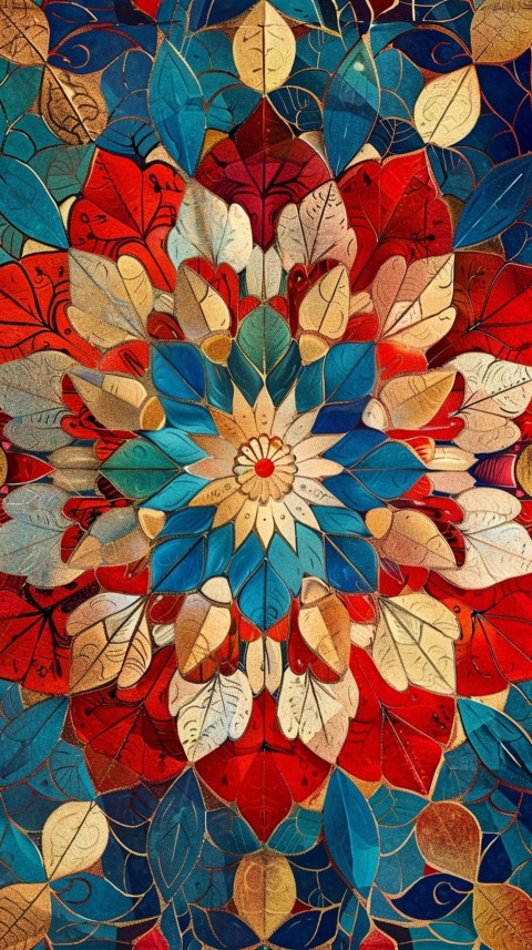 Mandala Style Aesthetic Art Colorful Flower Design Pattern (309)