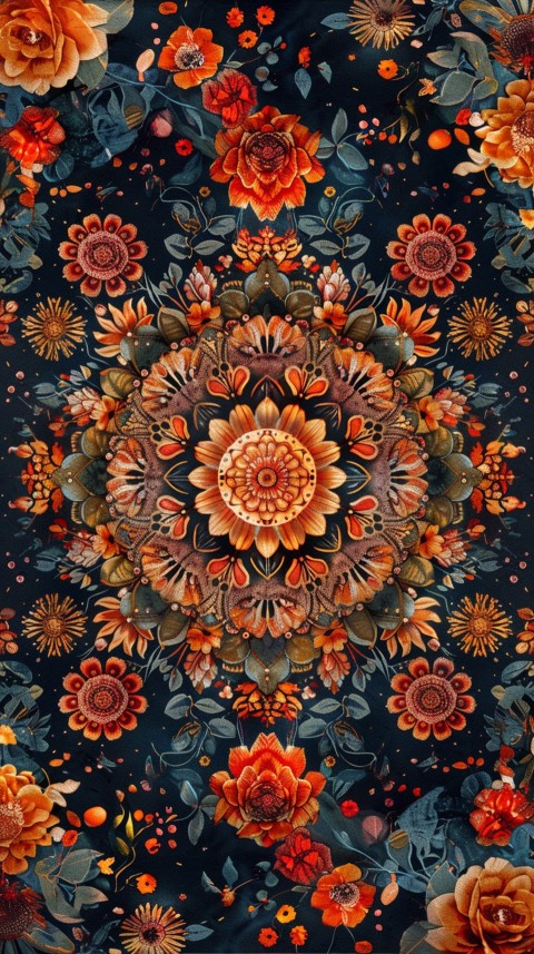 Mandala Style Aesthetic Art Colorful Flower Design Pattern (318)