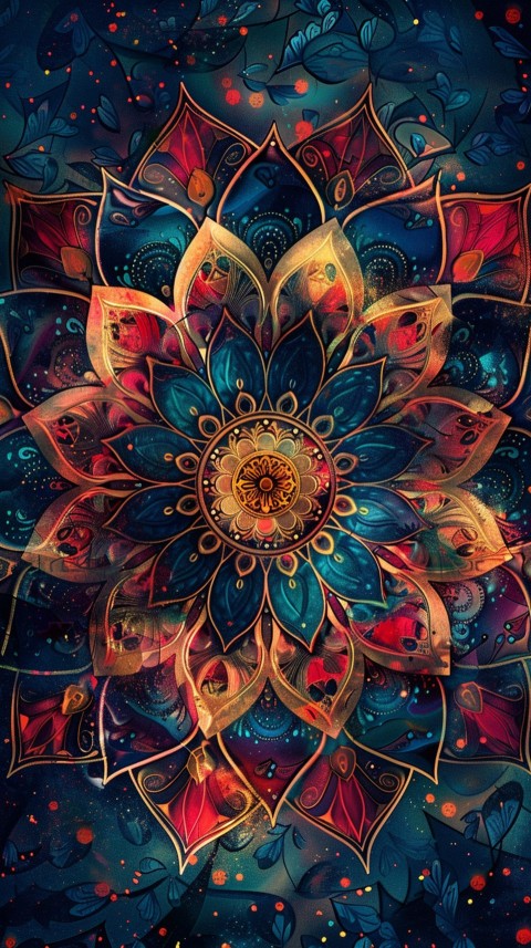 Mandala Style Aesthetic Art Colorful Flower Design Pattern (307)