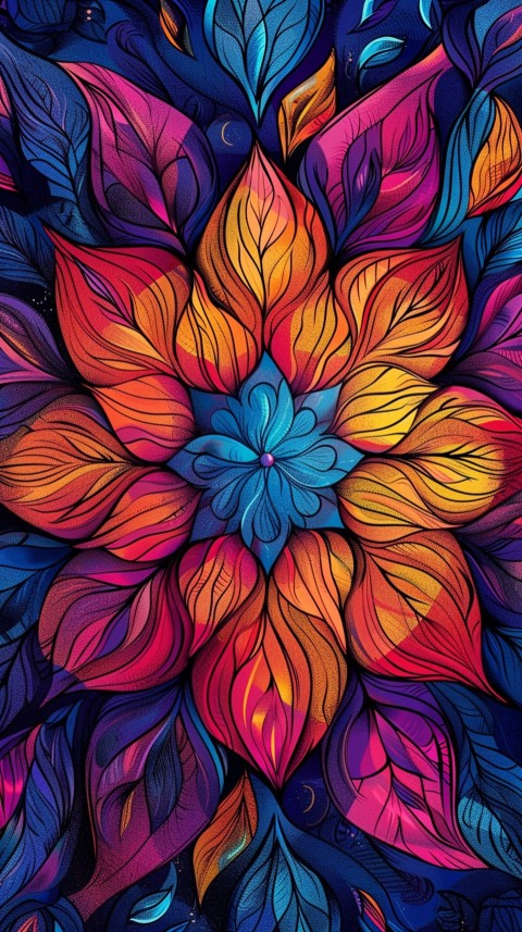 Mandala Style Aesthetic Art Colorful Flower Design Pattern (313)