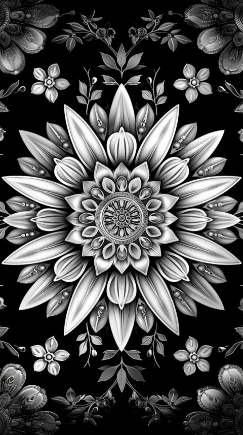 Mandala Style Aesthetic Art Colorful Flower Design Pattern (378)