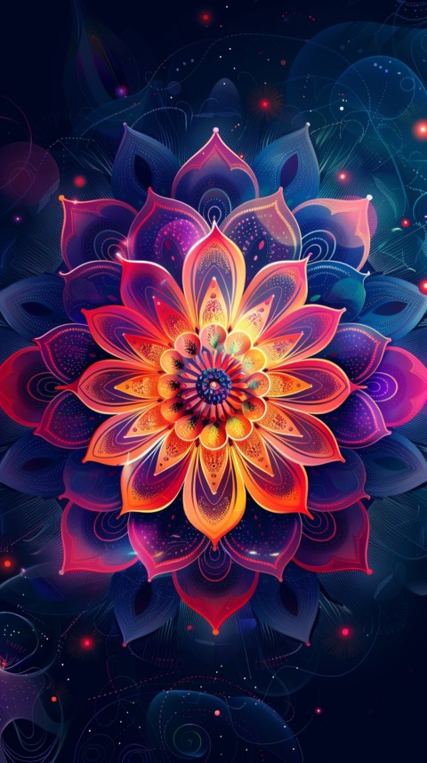 Mandala Style Aesthetic Art Colorful Flower Design Pattern (371)