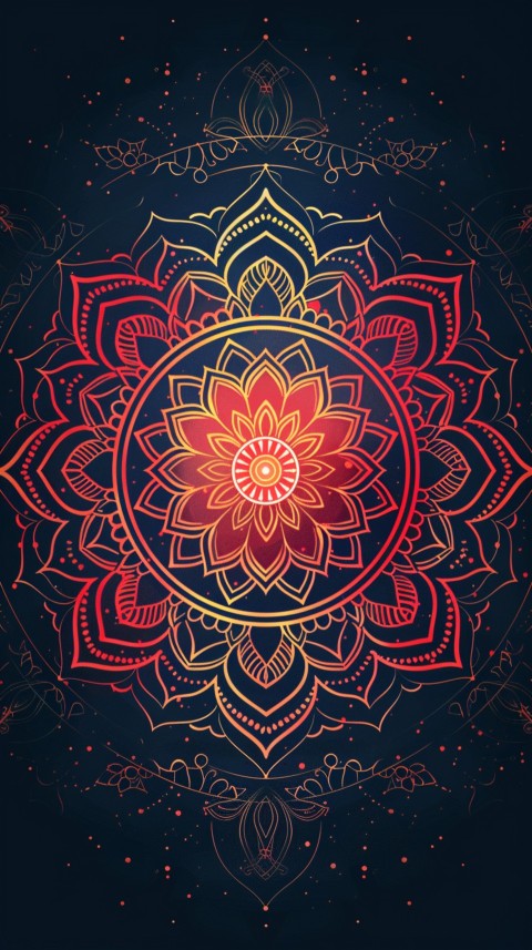Mandala Style Aesthetic Art Colorful Flower Design Pattern (353)