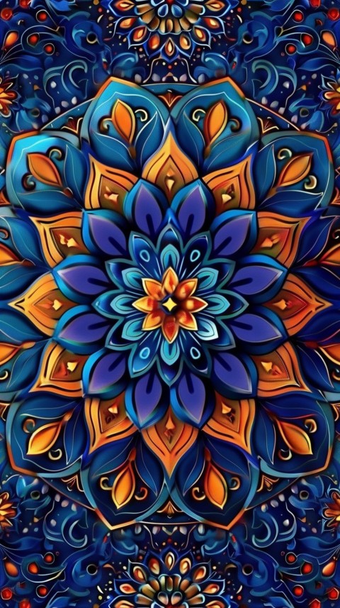 Mandala Style Aesthetic Art Colorful Flower Design Pattern (399)