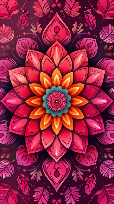 Mandala Style Aesthetic Art Colorful Flower Design Pattern (397)