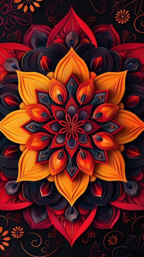 Mandala Style Aesthetic Art Colorful Flower Design Pattern (381)