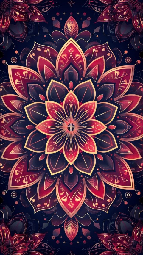 Mandala Style Aesthetic Art Colorful Flower Design Pattern (392)