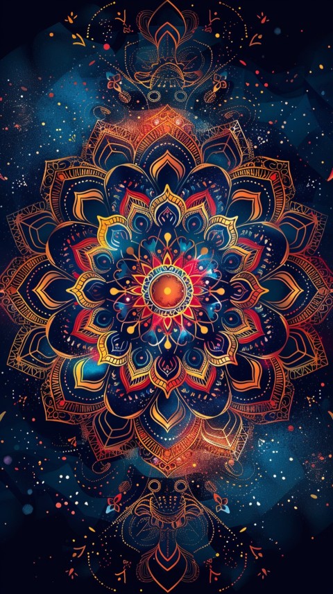 Mandala Style Aesthetic Art Colorful Flower Design Pattern (362)