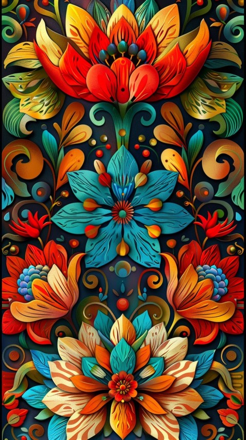 Mandala Style Aesthetic Art Colorful Flower Design Pattern (387)