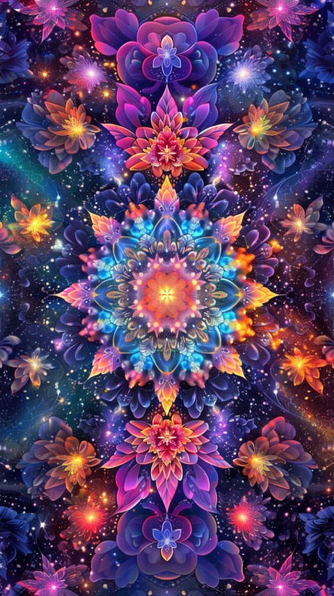 Mandala Style Aesthetic Art Colorful Flower Design Pattern (376)