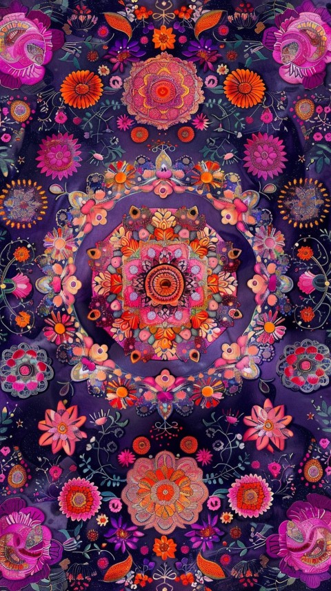 Mandala Style Aesthetic Art Colorful Flower Design Pattern (364)