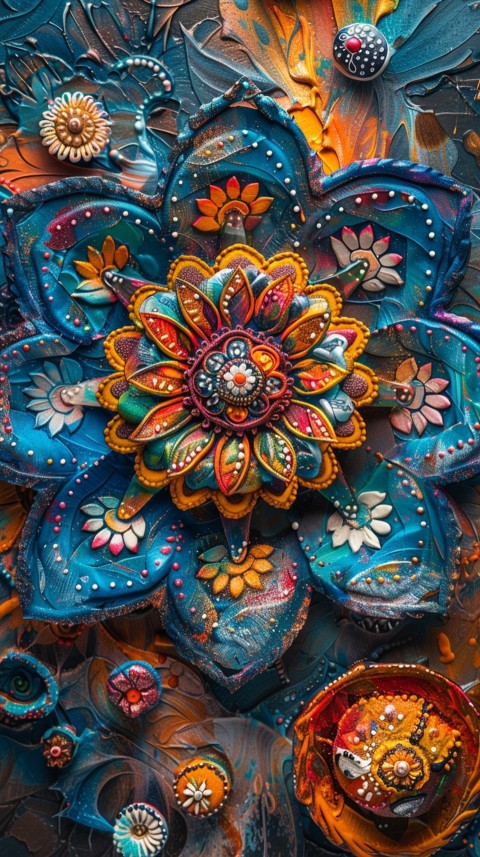 Mandala Style Aesthetic Art Colorful Flower Design Pattern (383)