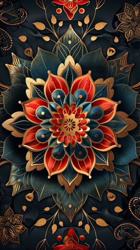 Mandala Style Aesthetic Art Colorful Flower Design Pattern (375)