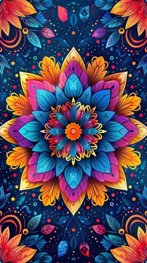 Mandala Style Aesthetic Art Colorful Flower Design Pattern (365)